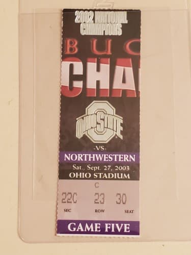 2003 NCAA Ohio State Univ ticket stub. SEP 27 2003 v Northwestern (20-0W) 2 ava - Thumbnail 9
