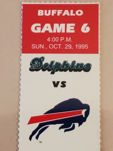 1995 NFL Miami Dolphins Ticket stub. OCT 29 1995 v Buffalo Bills. TWO ava - Thumbnail 11