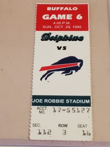 1995 NFL Miami Dolphins Ticket stub. OCT 29 1995 v Buffalo Bills. TWO ava - Thumbnail 12