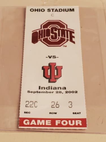 2002 NCAA Ohio State Univ ticket stub. SEP 28 2002 v Indiana (45-17W) Two avail - Thumbnail 5