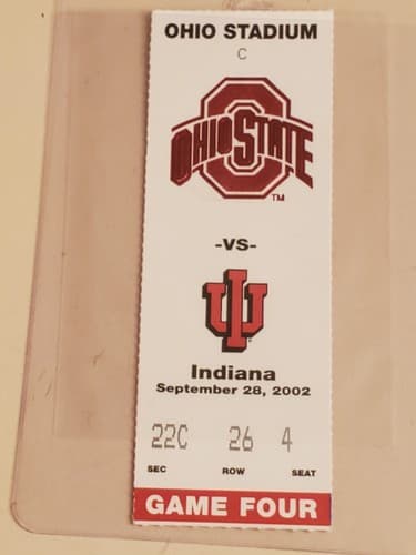 2002 NCAA Ohio State Univ ticket stub. SEP 28 2002 v Indiana (45-17W) Two avail - Thumbnail 8