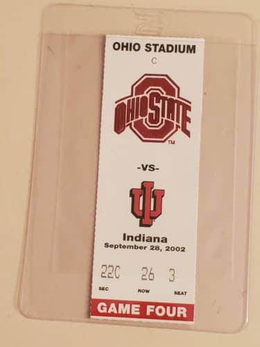 2002 NCAA Ohio State Univ ticket stub. SEP 28 2002 v Indiana (45-17W) Two avail - Thumbnail 6