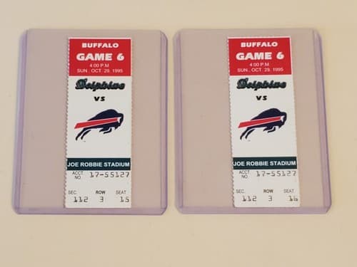 1995 NFL Miami Dolphins Ticket stub. OCT 29 1995 v Buffalo Bills. TWO ava - Thumbnail 3