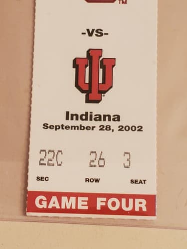 2002 NCAA Ohio State Univ ticket stub. SEP 28 2002 v Indiana (45-17W) Two avail - Thumbnail 4