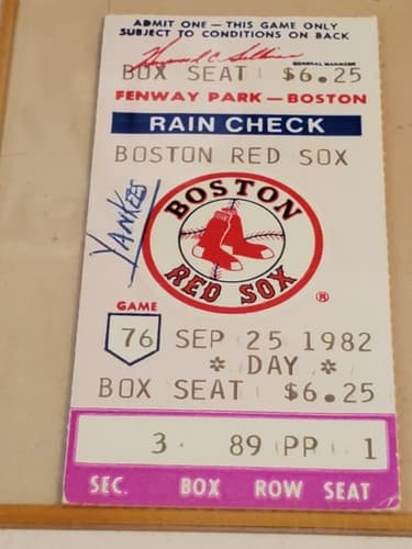 1982 MLB Boston Red Sox Ticket FULL. SEP 25 1982 v New York Yankees (6-2 L). - Thumbnail 5