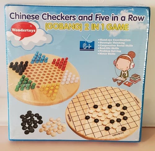 2-in-1 Wooden Chinese Checkers & Gobang (Five in a Row) Family Board Game Set - Thumbnail 2