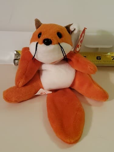 TY Beanie Babies "Sly". 1996 rare. Red fox with big silky tail with tag. Sly fox - Image 1