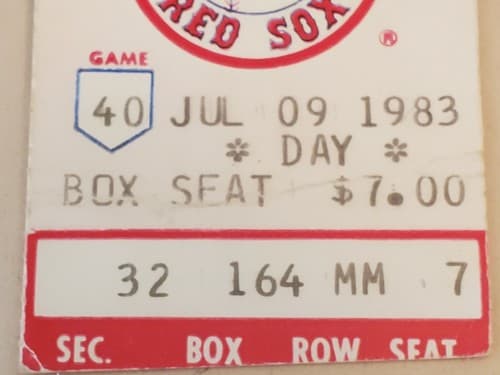 1983 MLB Boston Red Sox Ticket Stub. JUL 9 1983 v California Angels (10-3 W). - Thumbnail 8