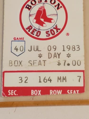 1983 MLB Boston Red Sox Ticket Stub. JUL 9 1983 v California Angels (10-3 W). - Thumbnail 3
