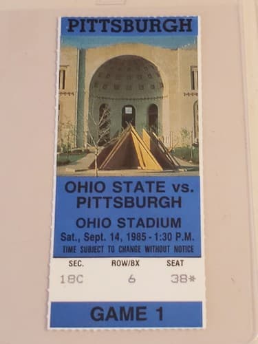 1985 NCAA Ohio State University ticket stub. SEP 14 1985 v Pittsburgh (10-7W) - Thumbnail 7