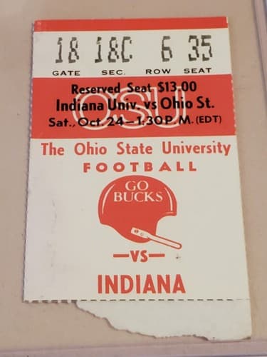1981 NCAA Ohio State University ticket stub. OCT 24 1981 v Indiana (29-10W) - Thumbnail 3