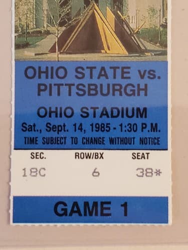 1985 NCAA Ohio State University ticket stub. SEP 14 1985 v Pittsburgh (10-7W) - Thumbnail 8