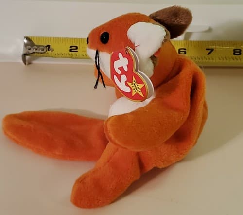TY Beanie Babies "Sly". 1996 rare. Red fox with big silky tail with tag. Sly fox - Thumbnail 2
