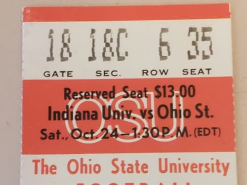 1981 NCAA Ohio State University ticket stub. OCT 24 1981 v Indiana (29-10W) - Thumbnail 4