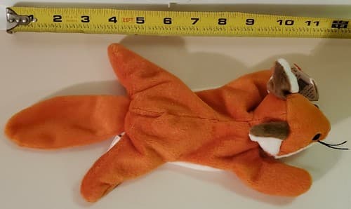 TY Beanie Babies "Sly". 1996 rare. Red fox with big silky tail with tag. Sly fox - Thumbnail 6