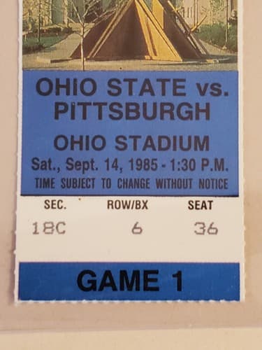 1985 NCAA Ohio State University ticket stub. SEP 14 1985 v Pittsburgh (10-7W) - Thumbnail 4