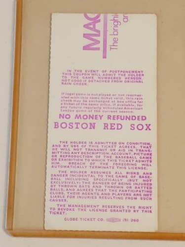 1982 MLB Boston Red Sox Ticket FULL. SEP 25 1982 v New York Yankees (6-2 L). - Thumbnail 2