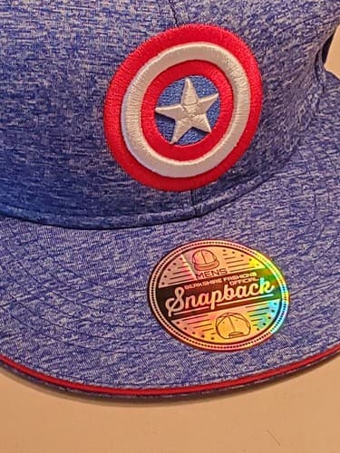 Marvel CAPTAIN AMERICA Ball Cap Hat. NEW w Tags. One Size snapback BLUE #AVA1414 - Thumbnail 4