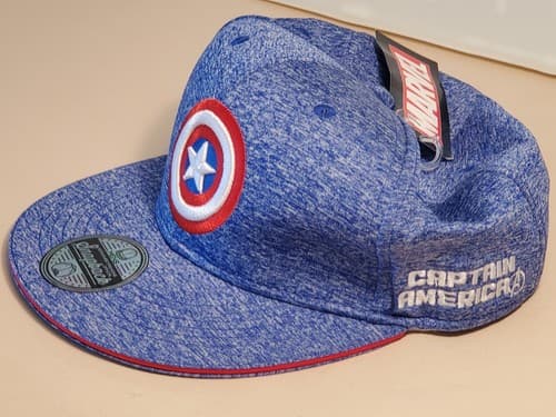 Marvel CAPTAIN AMERICA Ball Cap Hat. NEW w Tags. One Size snapback BLUE #AVA1414 - Thumbnail 2