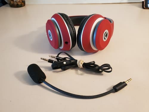 VOLKANO Gaming Headset w removable microphone. RARE RED. Wired Foldable. Tested - Thumbnail 4