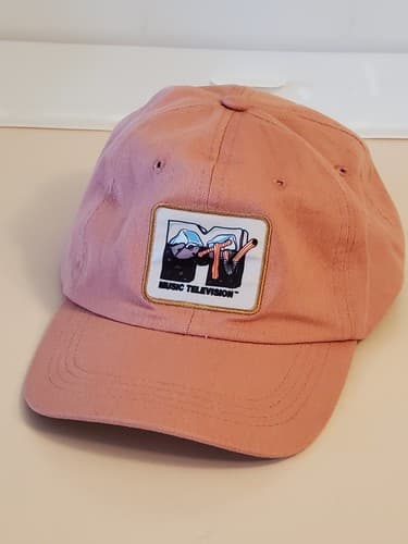 MTV MUSIC TELEVISION Hat Ball Cap, peach pink cotton, patch ICE CUBE logo - Image 1