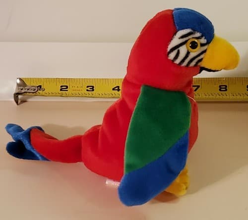 TY Beanie Babies "Jabber". 1997 rare. Colorful parrot with big eyes with tag. - Thumbnail 4