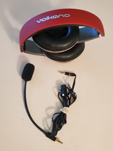 VOLKANO Gaming Headset w removable microphone. RARE RED. Wired Foldable. Tested - Thumbnail 12