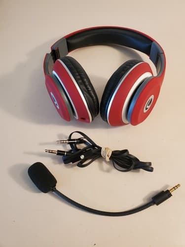 VOLKANO Gaming Headset w removable microphone. RARE RED. Wired Foldable. Tested - Image 1