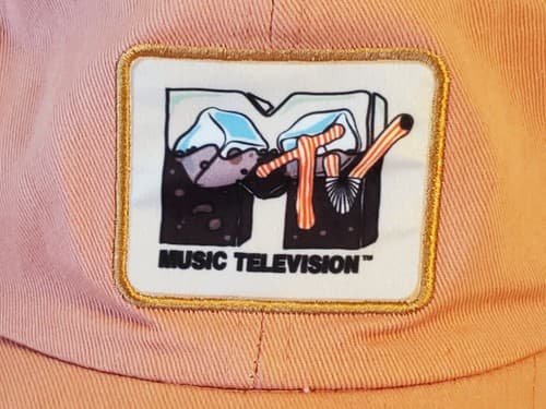 MTV MUSIC TELEVISION Hat Ball Cap, peach pink cotton, patch ICE CUBE logo - Thumbnail 3