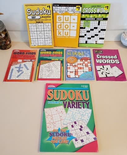 SUDOKU - CROSSWORD LOT OF 8 books. 95% unmarked puzzles. Used, excellent cond - Image 1