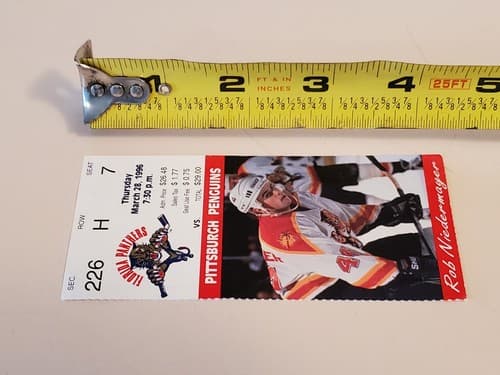 1996 NHL Florida Panthers TICKET STUB LOT OF 2 Mar 28 96 v Pitt. Rob Niedermayer - Thumbnail 6