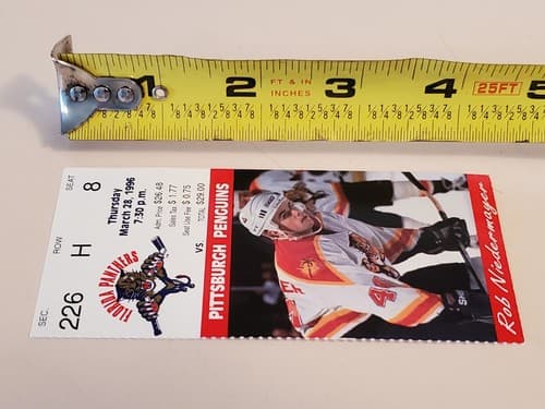 1996 NHL Florida Panthers TICKET STUB LOT OF 2 Mar 28 96 v Pitt. Rob Niedermayer - Thumbnail 11