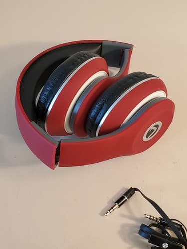 VOLKANO Gaming Headset w removable microphone. RARE RED. Wired Foldable. Tested - Thumbnail 5