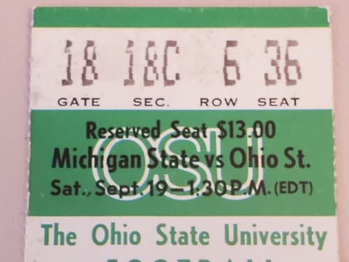 1981 NCAA Ohio State University ticket stub. SEP 19 1981 v Michigan State. 2 Ava - Thumbnail 12