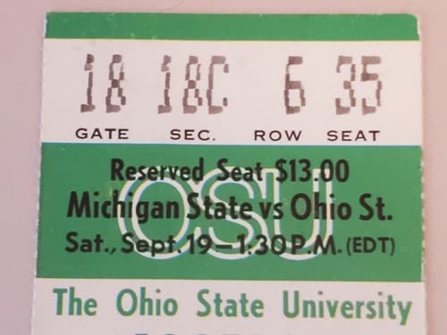 1981 NCAA Ohio State University ticket stub. SEP 19 1981 v Michigan State. 2 Ava - Thumbnail 5