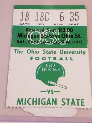 1981 NCAA Ohio State University ticket stub. SEP 19 1981 v Michigan State. 2 Ava - Thumbnail 4