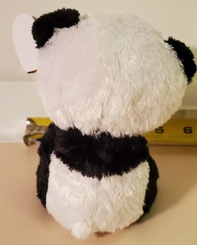 TY Beanie BOOS "Bamboo". rare. Black white panda bear w big green sparkle eyes. - Thumbnail 5