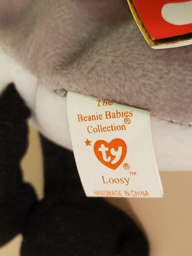 TY Beanie Babies "Loosy". 1998 rare. Black grey and white goose with tag. Honker - Thumbnail 9