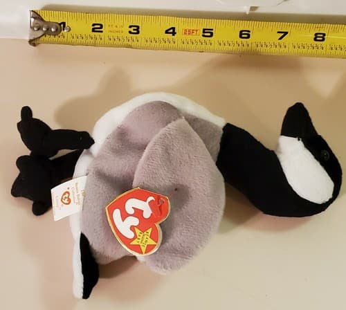 TY Beanie Babies "Loosy". 1998 rare. Black grey and white goose with tag. Honker - Thumbnail 7