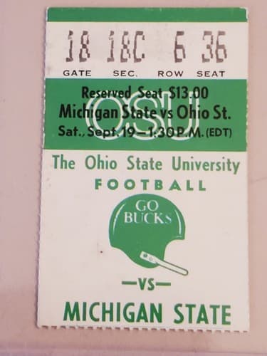 1981 NCAA Ohio State University ticket stub. SEP 19 1981 v Michigan State. 2 Ava - Thumbnail 9