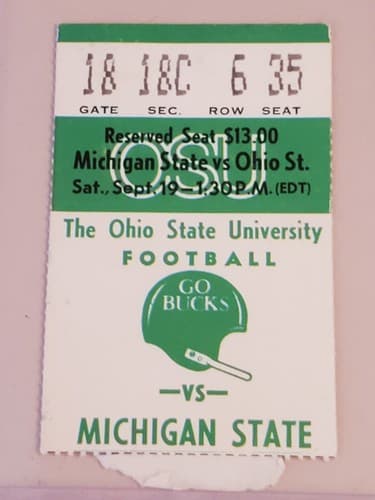 1981 NCAA Ohio State University ticket stub. SEP 19 1981 v Michigan State. 2 Ava - Image 1