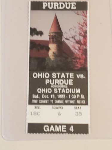 1985 NCAA Ohio State University ticket stub OCT 19 1985 v Purdue (41-27W) Campus - Image 1