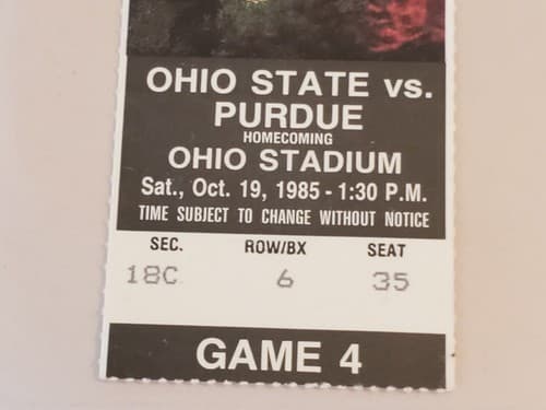 1985 NCAA Ohio State University ticket stub OCT 19 1985 v Purdue (41-27W) Campus - Thumbnail 4