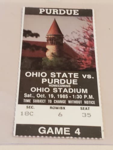 1985 NCAA Ohio State University ticket stub OCT 19 1985 v Purdue (41-27W) Campus - Thumbnail 5
