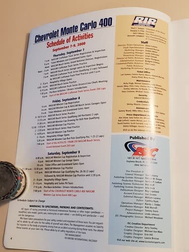 2000 NASCAR Monte Carlo 400 Program w Patch at Richmond International Speedway - Thumbnail 8