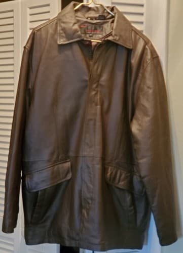 Phase Two Leather Men's Jacket. SIZE L. 5 button+zipper front. Excl, never worn - Thumbnail 2