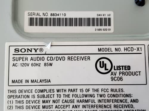 SONY DAV-X1 HDMI Home Theater System Aluminum Case DVD/CD player. Works great - Thumbnail 11