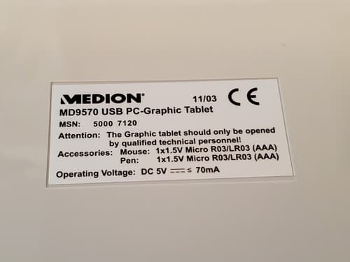 MEDION MD9570 PC USB Graphics Tablet with cordless mouse and drawing pen. Bundle - Thumbnail 8