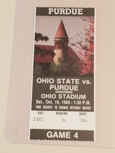 1985 NCAA Ohio State University ticket stub OCT 19 1985 v Purdue (41-27W) Campus - Thumbnail 8