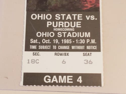 1985 NCAA Ohio State University ticket stub OCT 19 1985 v Purdue (41-27W) Campus - Thumbnail 10